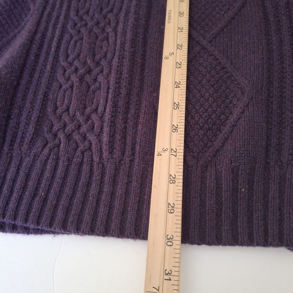 Jos A Banks Lambs Wool Sweater Men Large Purple Winter Dad Sweater 1/4 Zip - Picture 11 of 13